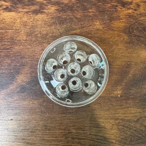 Vintage Solid Pressed Glass Flower Frog 11 hole Floral Arrangement Frogger - Picture 1 of 9